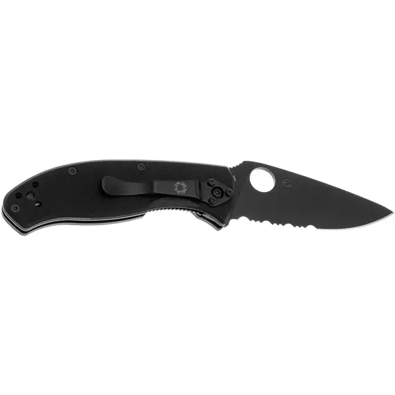 Ніж Spyderco Tenacious Black Blade, 8Cr13MoV, G-10, напівсерейтор к:black, фото , изображение 2